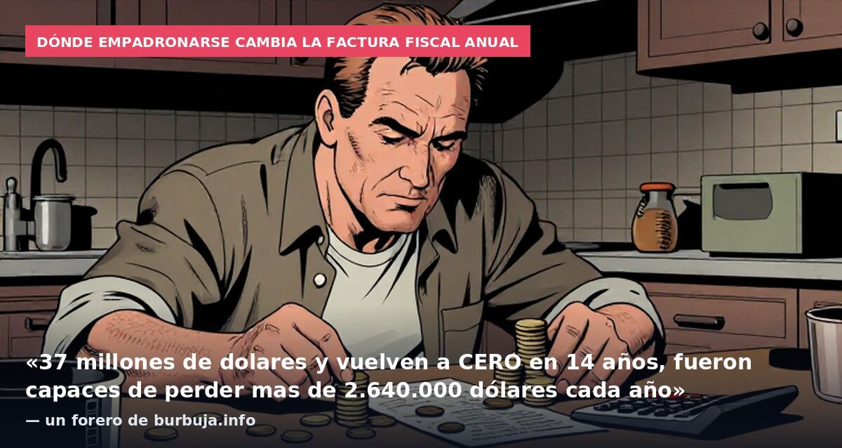 Dónde empadronarse cambia la factura fiscal anual: «37 millones de dolares y vuelven a CERO en 14 años, fueron capaces de perder mas de 2.640.000 dólares cada año» — un forero de burbuja.info