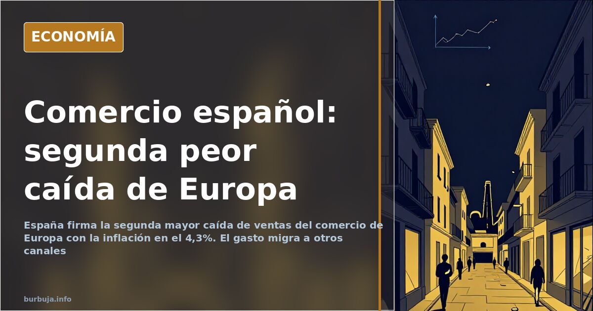 Gráfico decreciente de ventas del comercio español y precios de la gasolina