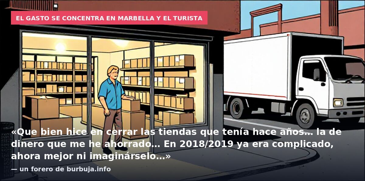 El gasto se concentra en Marbella y el turista: «Que bien hice en cerrar las tiendas que tenía hace años… la de dinero que me he ahorrado… En 2018/2019 ya era complicado, ahora mejor ni imaginárselo…» — un forero de burbuja.info