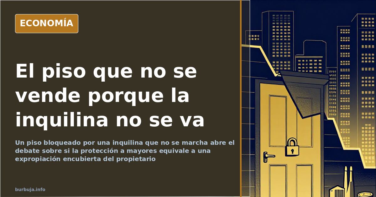Ilustración editorial de una vivienda con un candado simbólico sobre un gráfico descendente, representando el debate sobre ex