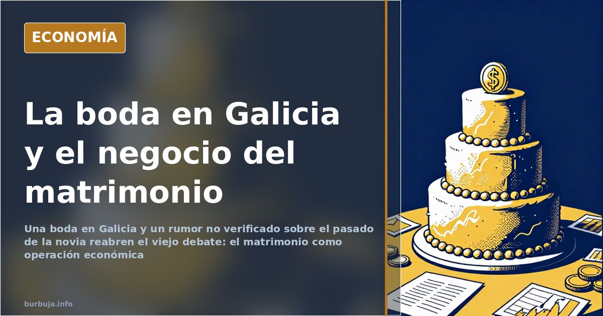 Ilustración editorial de una boda con gráficos financieros y monedas, símbolo del matrimonio de conveniencia como negocio