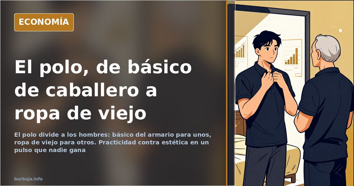 Dos polos de algodón colgados junto a una camisa en una ilustración editorial sobre la ropa masculina y el paso del tiempo