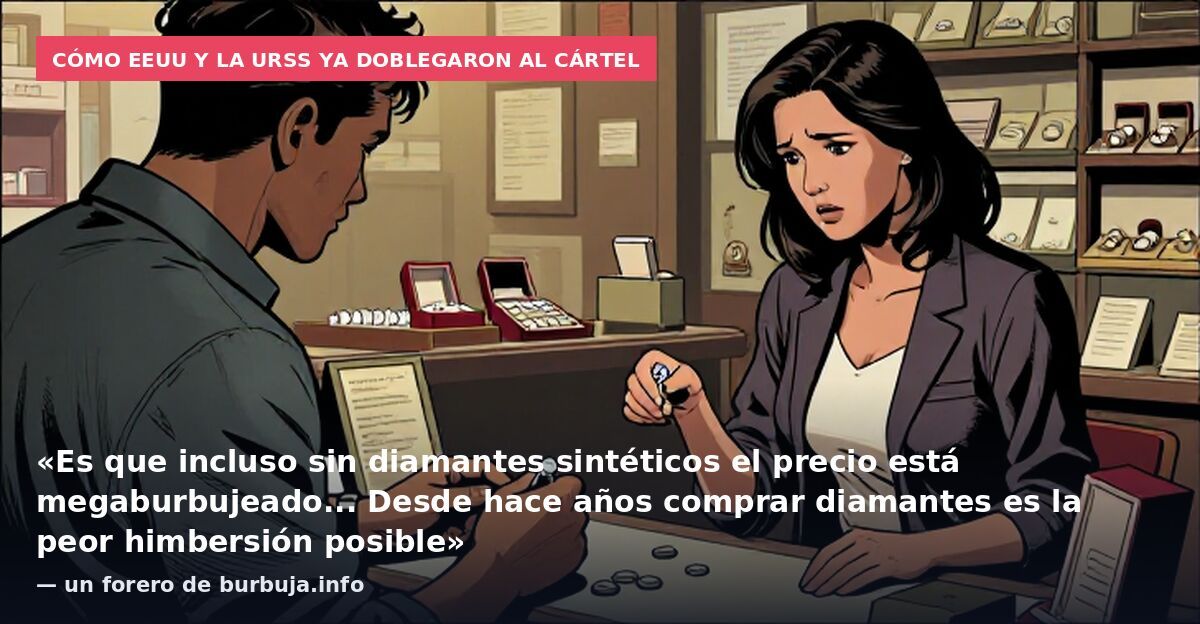 Cómo EEUU y la URSS ya doblegaron al cártel: «Es que incluso sin diamantes sintéticos el precio está megaburbujeado... Desde hace años comprar diamantes es la peor himbersión posible» — un forero de burbuja.info