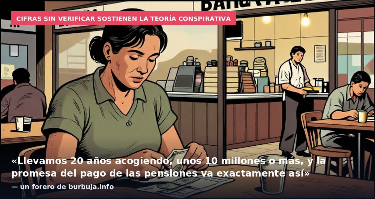Cifras sin verificar sostienen la teoría conspirativa: «Llevamos 20 años acogiendo, unos 10 millones o más, y la promesa del pago de las pensiones va exactamente así» — un forero de burbuja.info