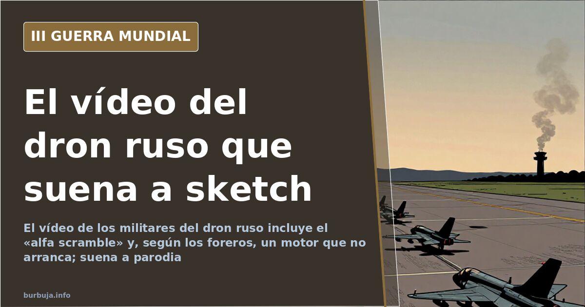 Silueta de un dron no tripulado sobre un horizonte desaturado con estela de humo lejano al fondo