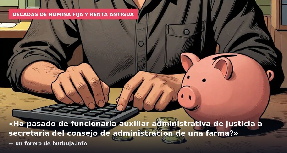 Décadas de nómina fija y renta antigua: «Ha pasado de funcionaria auxiliar administrativa de justicia a secretaria del consejo de administración de una farma?» — un forero de burbuja.info