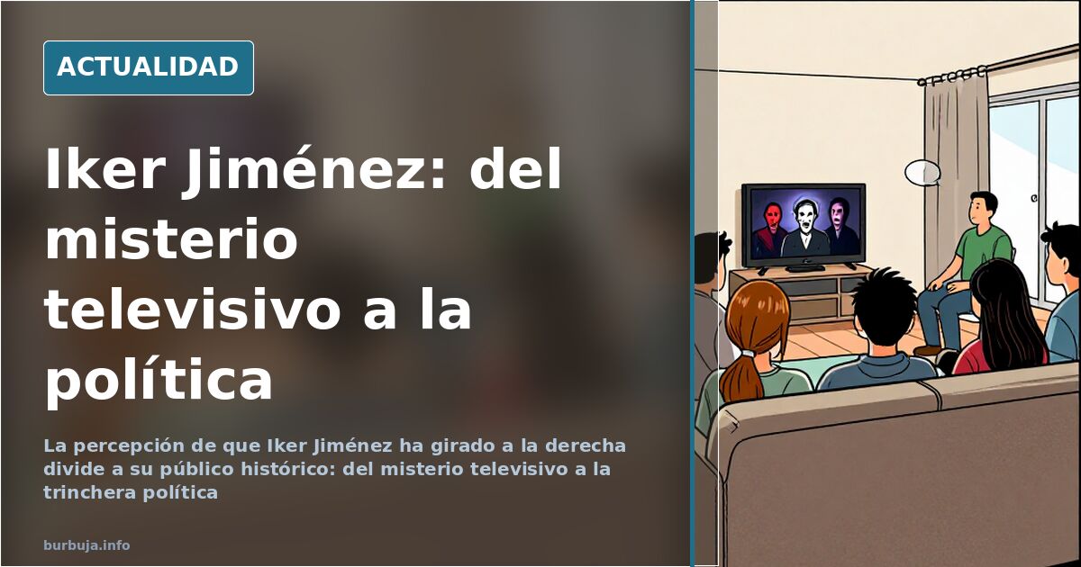 Plató de televisión con un presentador ante pantallas de actualidad política, ilustración sobre el giro de Horizonte y Iker J