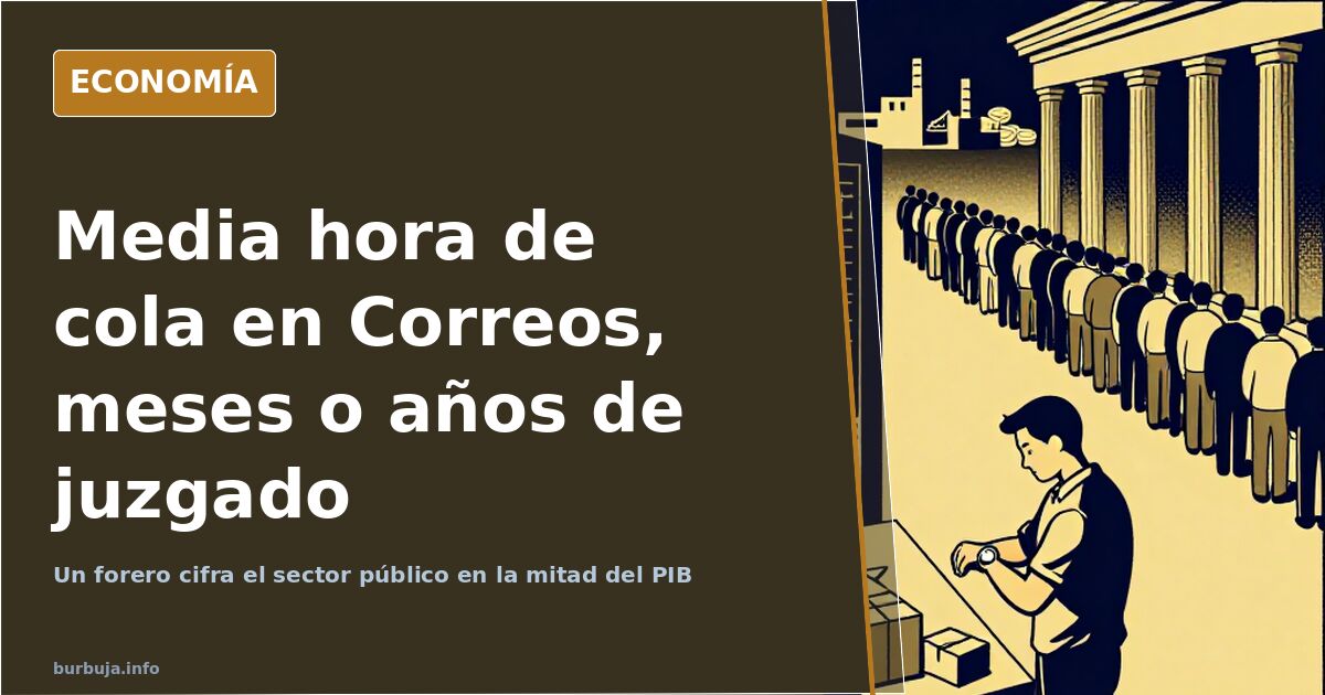 Cola de paquetes en una oficina de Correos frente a un locker de mensajería privada, comparación del sector público español