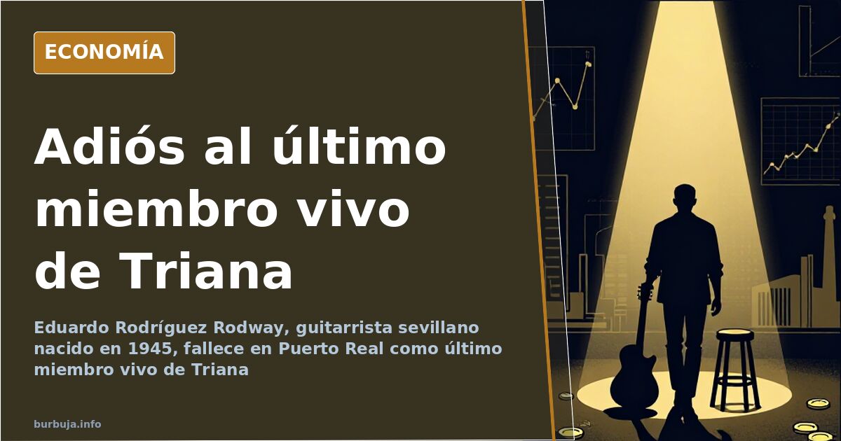 Ilustración editorial sobria con una guitarra eléctrica y un vinilo sobre fondo azul marino, en homenaje a Eduardo Rodríguez 