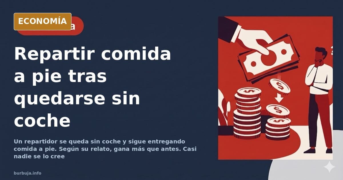 Repartidor de comida caminando por una acera con una carga a cuestas