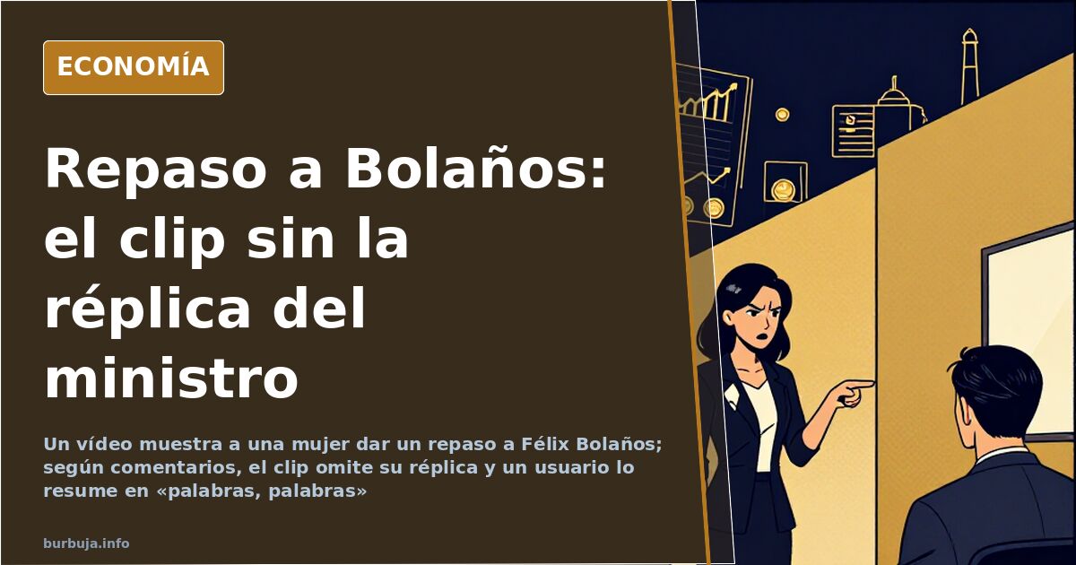 Ilustración editorial del cara a cara entre una dirigente y Félix Bolaños con gráficos y estrado parlamentario sobre fondo az