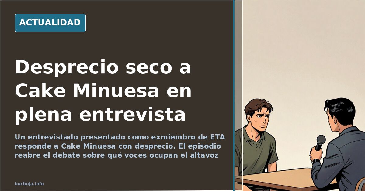Dos hombres frente a frente en un plató de televisión durante la entrevista de Cake Minuesa a un exmiembro de ETA
