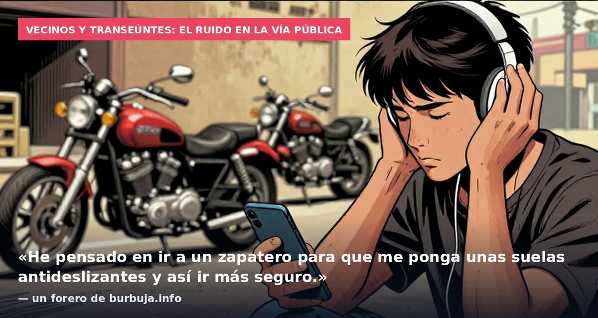 Vecinos y transeúntes: el ruido en la vía pública: «He pensado en ir a un zapatero para que me ponga unas suelas antideslizantes y así ir más seguro.» — un forero de burbuja.info