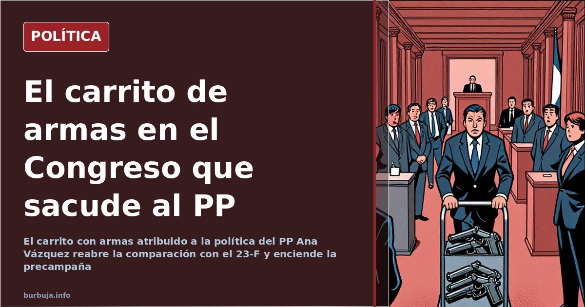 Ilustración del Congreso de los Diputados en tonos rojos y azules, con siluetas de participantes de un foro