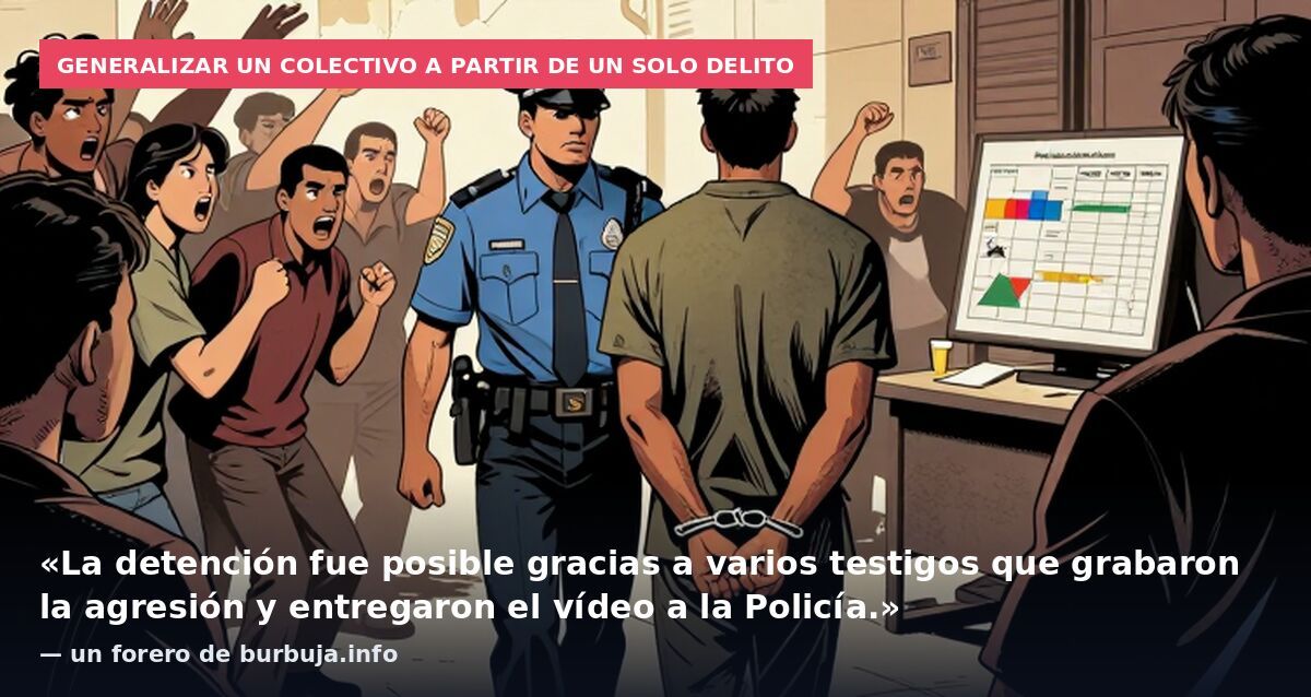 Generalizar un colectivo a partir de un solo delito: «La detención fue posible gracias a varios testigos que grabaron la agresión y entregaron el vídeo a la Policía.» — un forero de burbuja.info