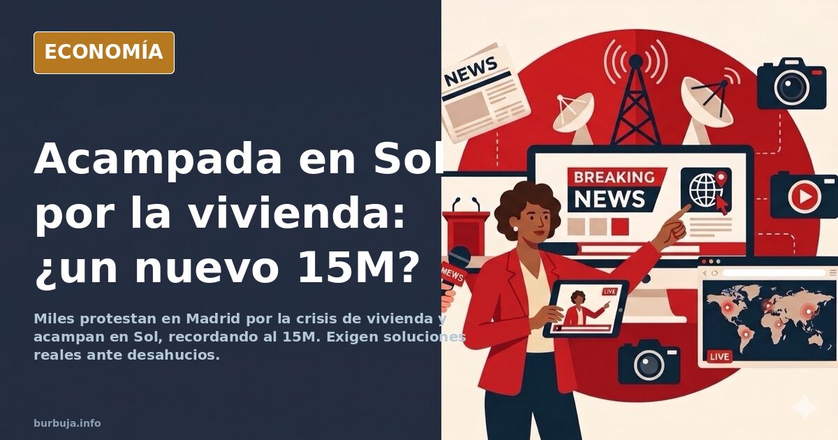 Se repite la engaña del 15M: La manifestación por la vivienda desemboca en una gran acampada en Sol: "O nos sacan a palos, o nos quedamos aquí"