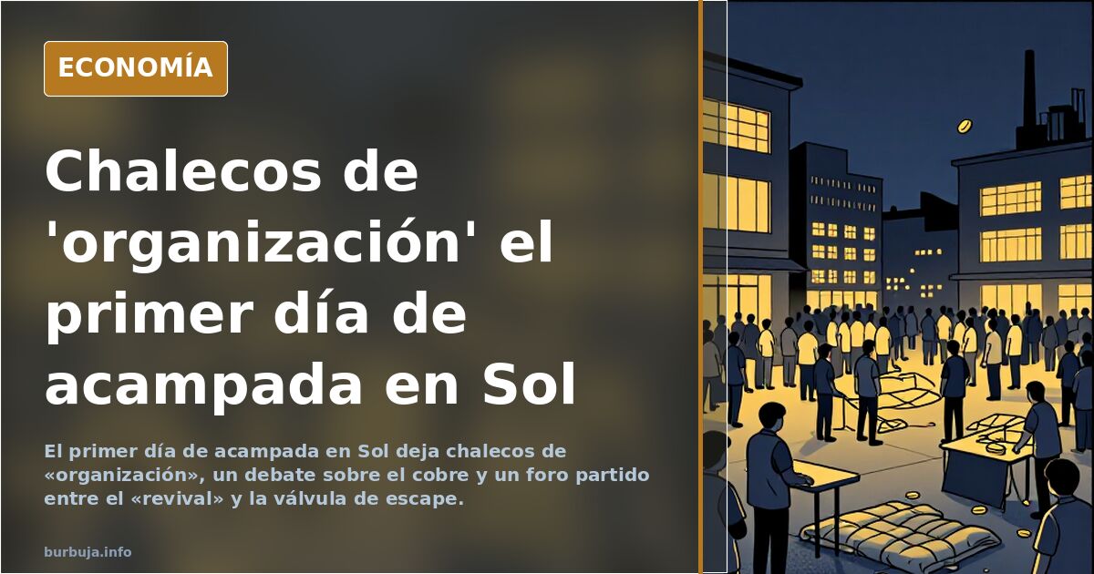 Chalecos de 'organización' el primer día de acampada en Sol