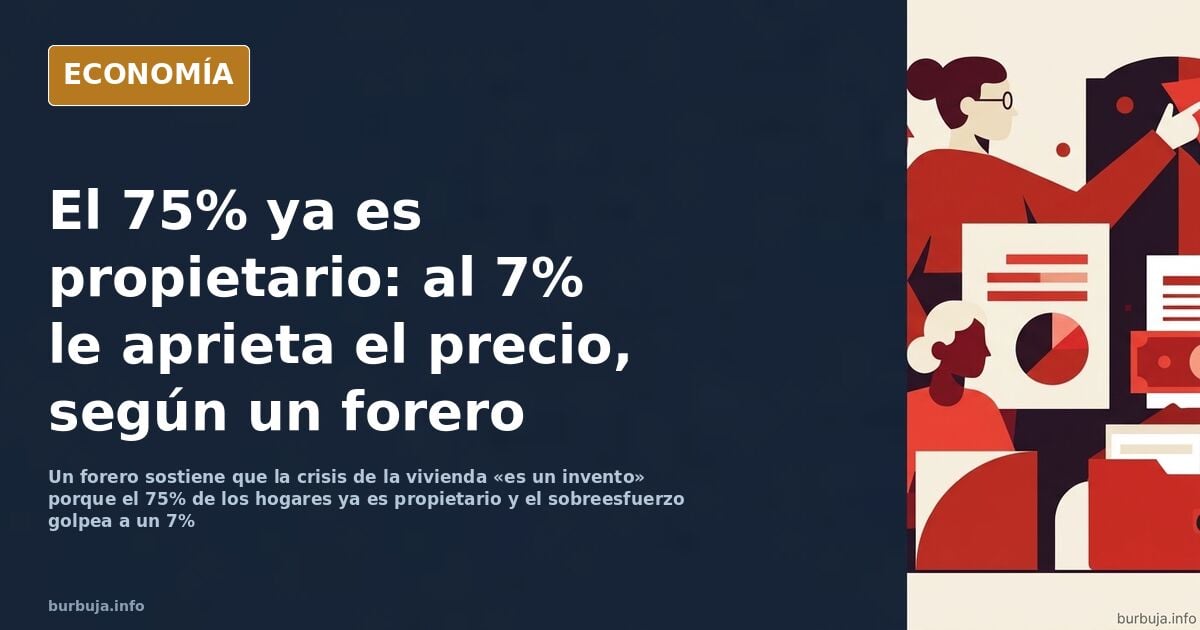 Ilustración editorial con gráficos y monedas que compara el porcentaje de propietarios e inquilinos ante el precio de la vivi