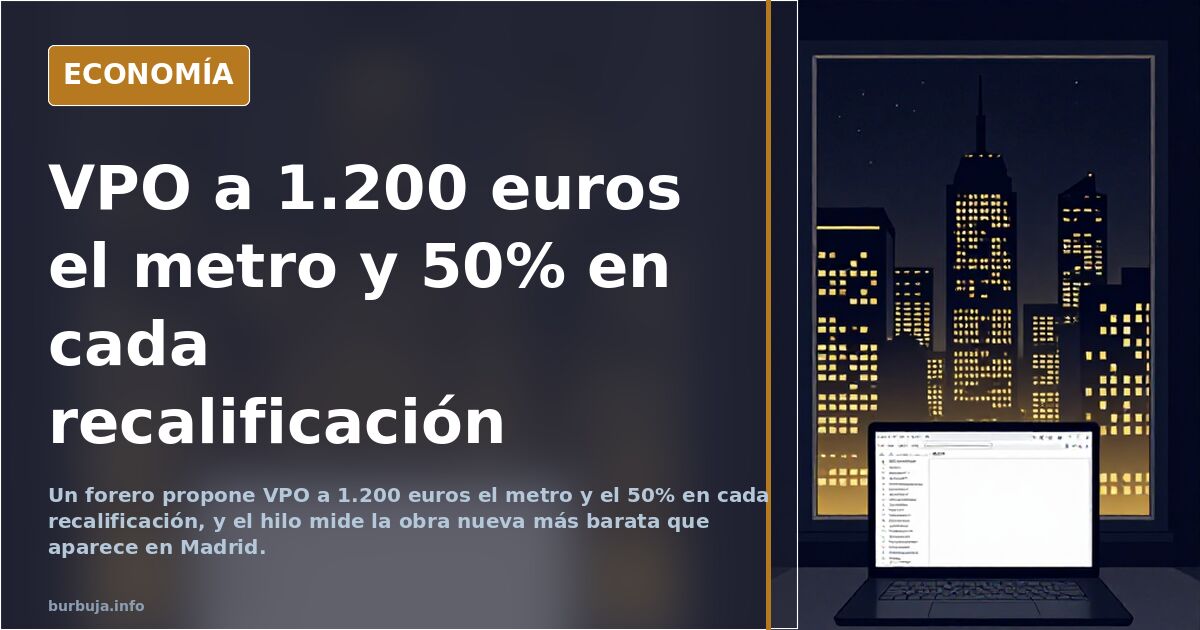 VPO a 1.200 euros el metro y 50% en cada recalificación