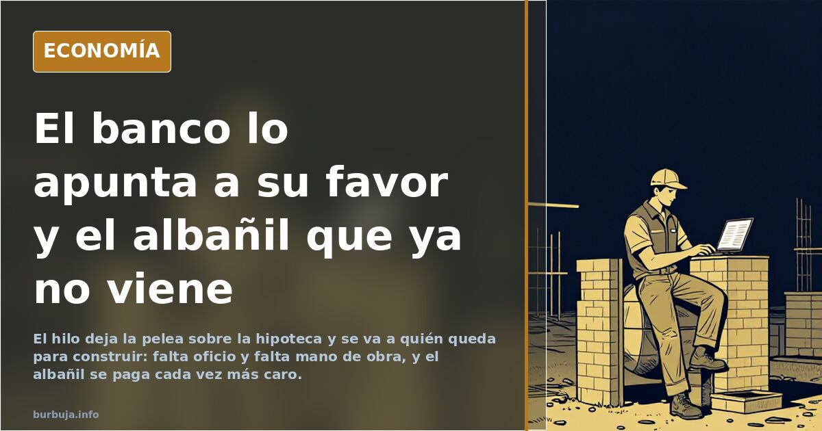 El banco lo apunta a su favor y el albañil que ya no viene