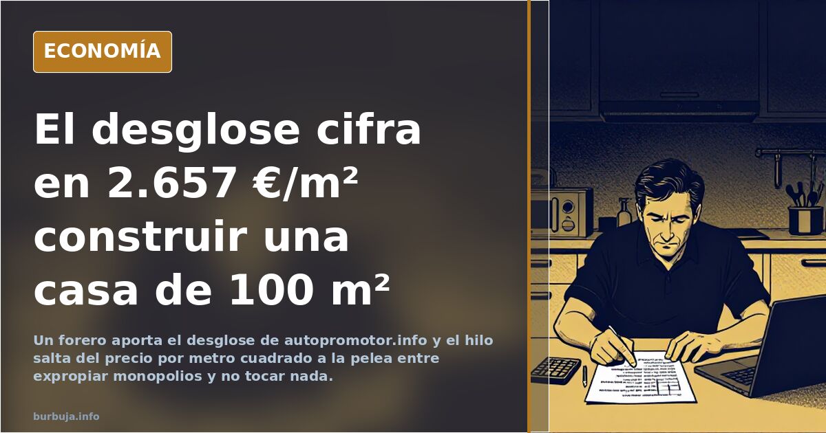 El desglose cifra en 2.657 €/m² construir una casa de 100 m²