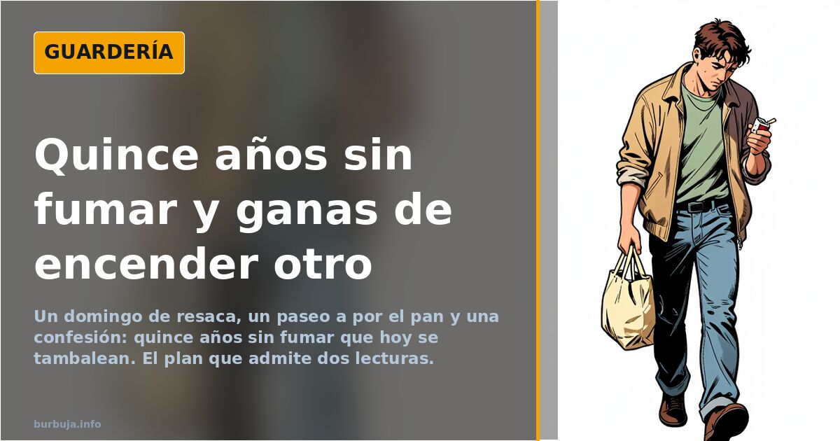 Ilustración cartoon de un desayuno de domingo con pan recién comprado y un paquete de tabaco rubio