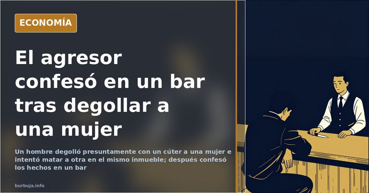 Ilustración editorial en azul marino y dorado sobre un suceso violento y el debate de la reinserción penal