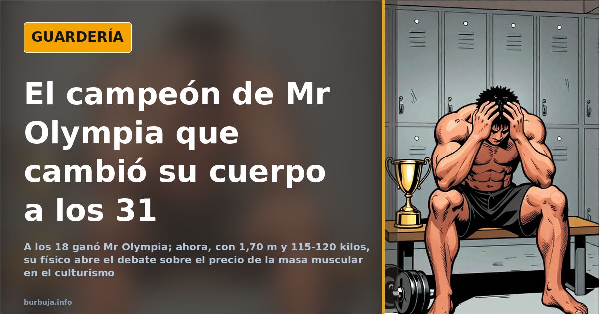 Ilustración de un culturista joven de 18 años junto a un competidor de Mr Olympia de 1,70 metros y 120 kilos