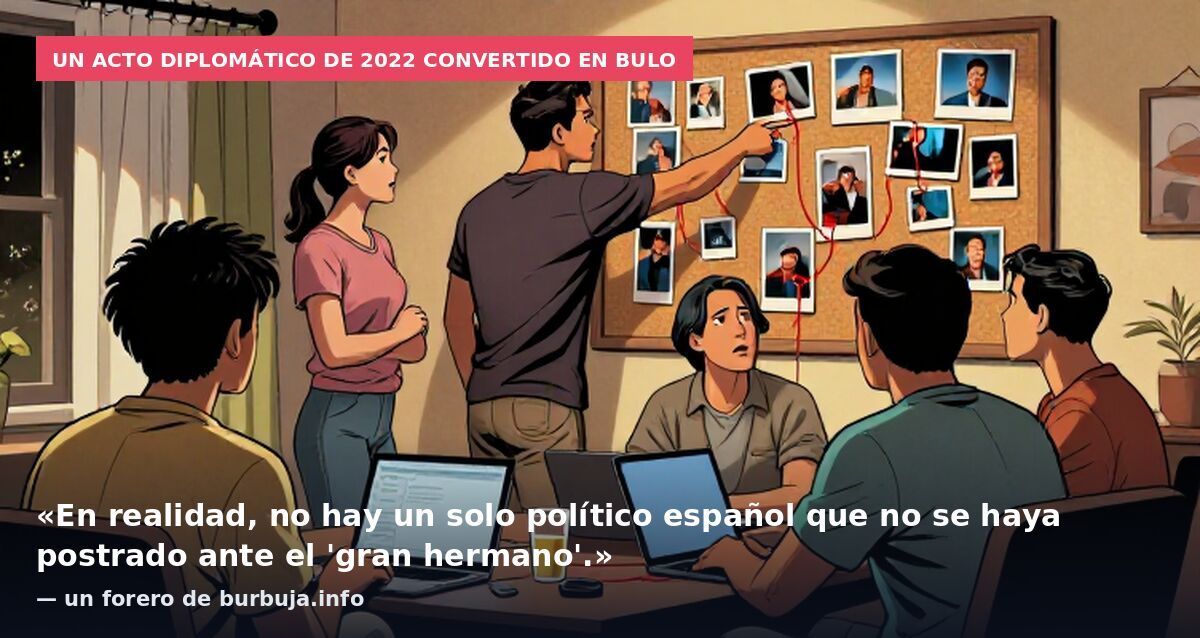 Un acto diplomático de 2022 convertido en bulo: «En realidad, no hay un solo político español que no se haya postrado ante el 'gran hermano'.» — un forero de burbuja.info