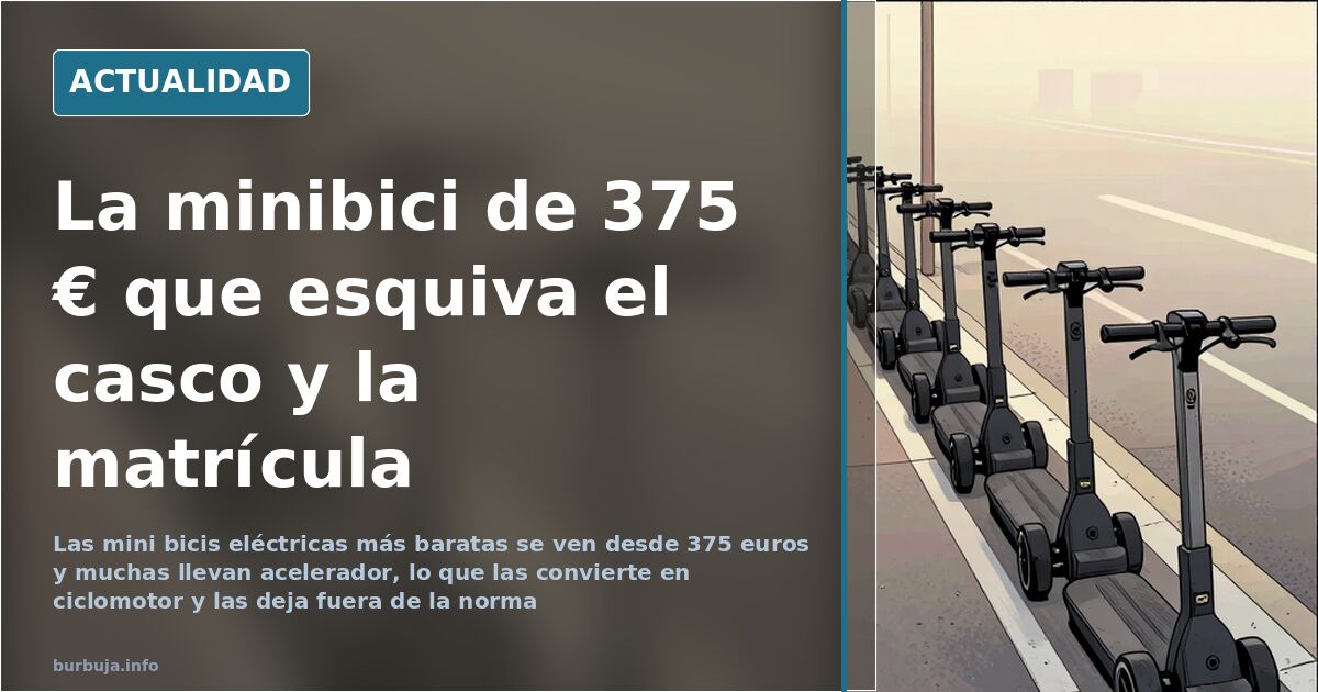 Minibicis eléctricas de rueda pequeña aparcadas junto a un carril bici urbano, con repartidores de comida al fondo
