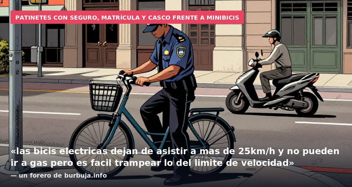 Patinetes con seguro, matrícula y casco frente a minibicis: «las bicis electricas dejan de asistir a mas de 25km/h y no pueden ir a gas pero es facil trampear lo del limite de velocidad» — un forero de burbuja.info