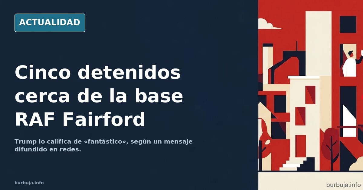 Vista aérea de la base aérea RAF Fairford en Reino Unido con carreteras acordonadas por la policía antiterrorista