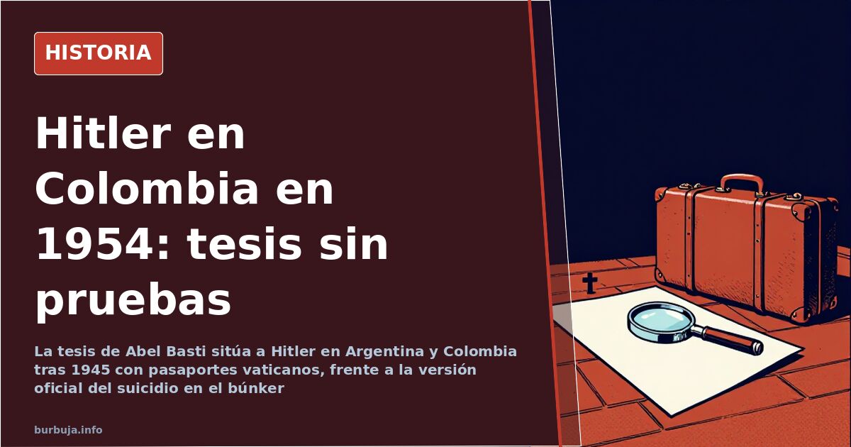Retrato de archivo de Adolf Hitler junto a un mapa de Sudamérica por la tesis de su huida a Colombia en 1954