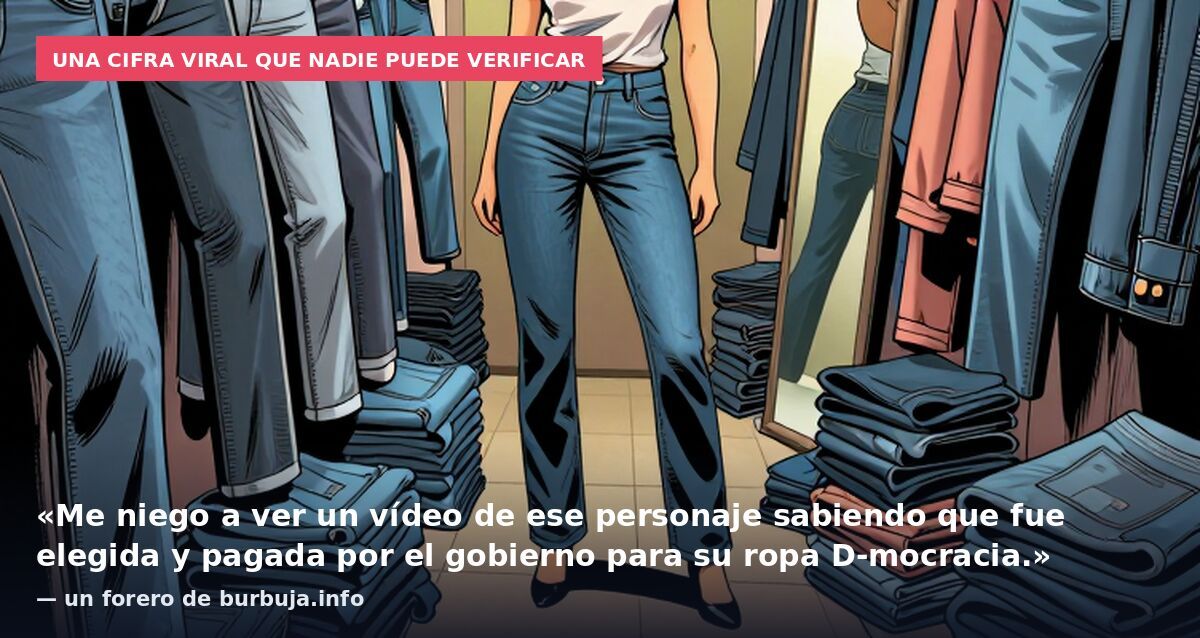 Una cifra viral que nadie puede verificar: «Me niego a ver un vídeo de ese personaje sabiendo que fue elegida y pagada por el gobierno para su ropa D-mocracia.» — un forero de burbuja.info