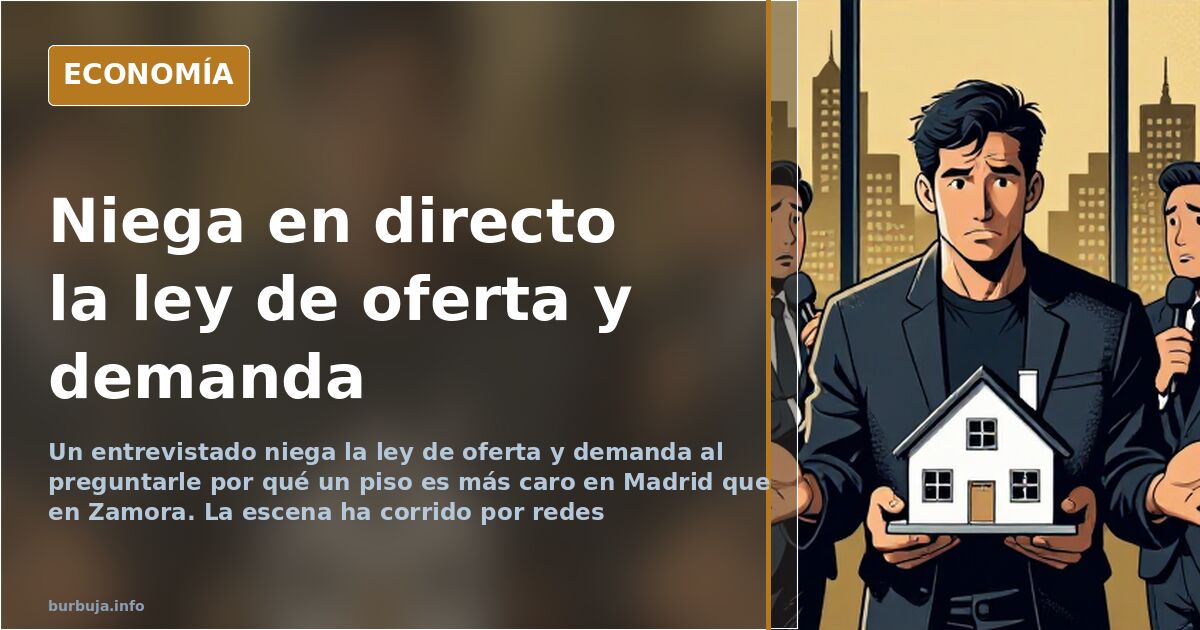 Hombre ante una cámara durante una entrevista en directo sobre el precio de la vivienda