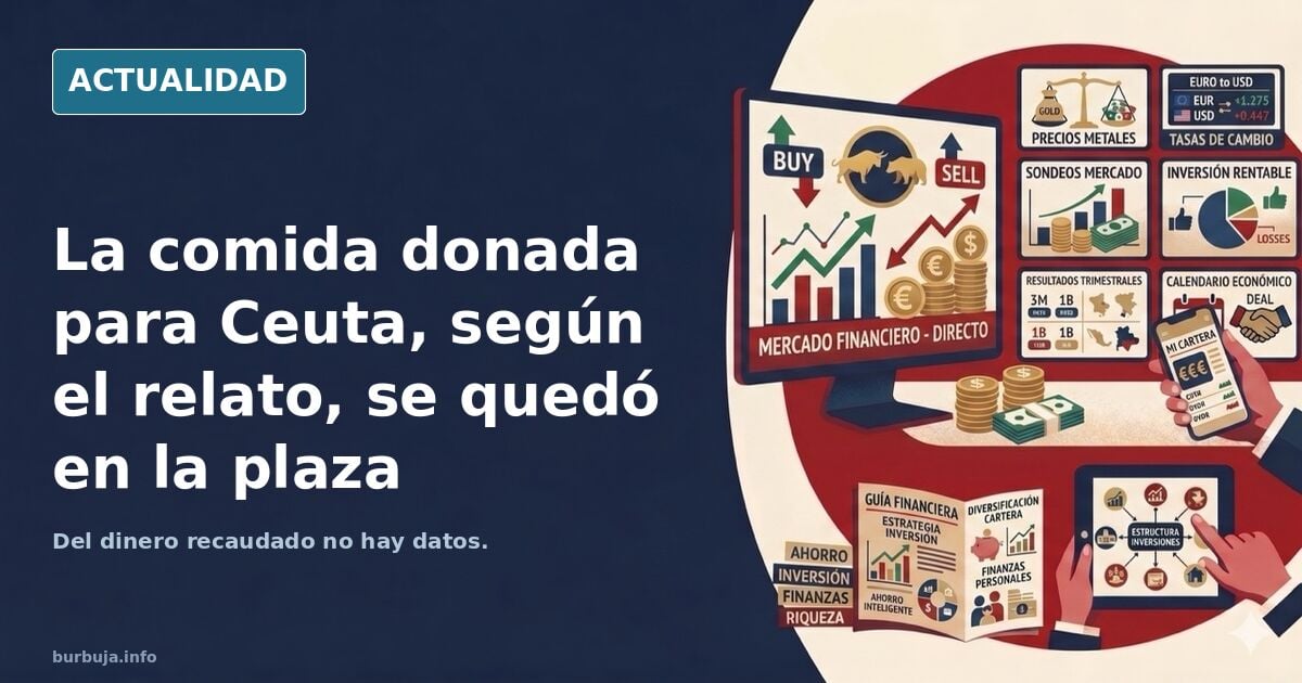 Carpa de recogida de donaciones en una plaza, con cajas de alimentos y personas alrededor