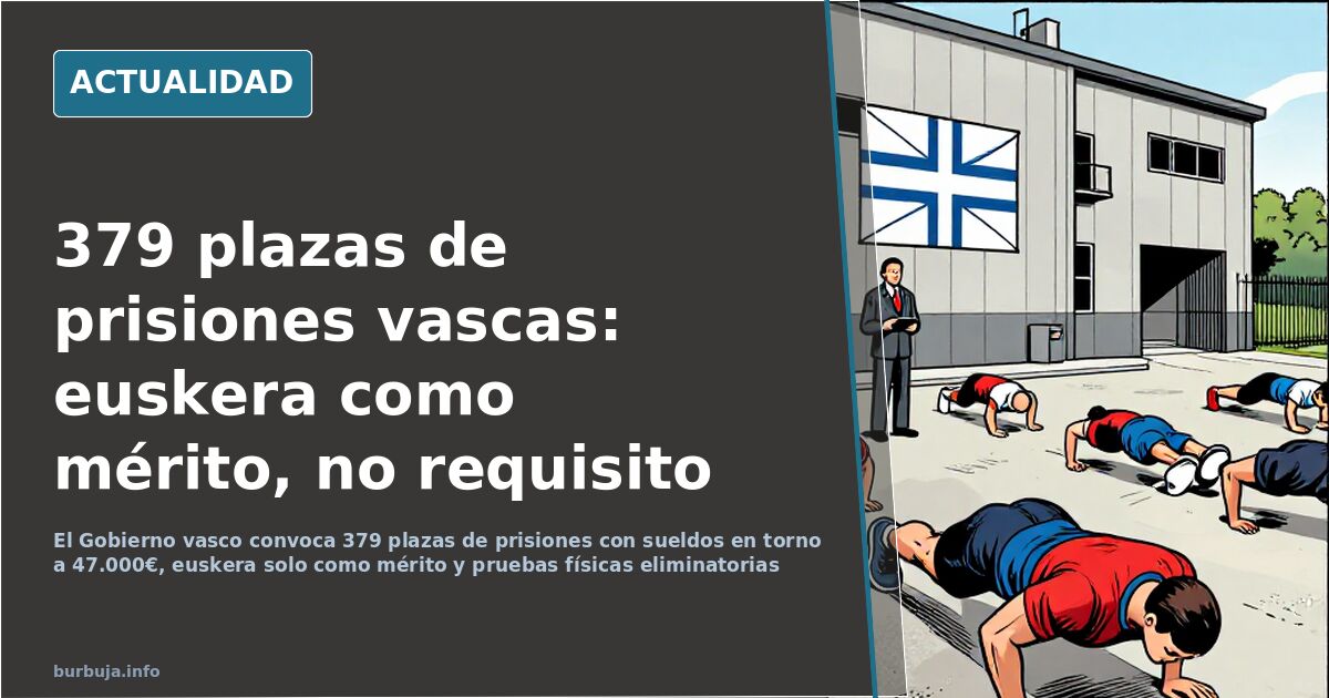 Dos trabajadores recorren una zona de la cárcel de Zubieta, escenario de la OPE de prisiones vasca de 379 plazas