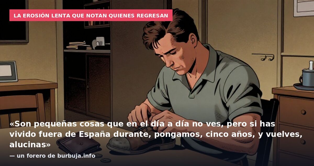 La erosión lenta que notan quienes regresan: «Son pequeñas cosas que en el día a día no ves, pero si has vivido fuera de España durante, pongamos, cinco años, y vuelves, alucinas» — un forero de burbuja.info