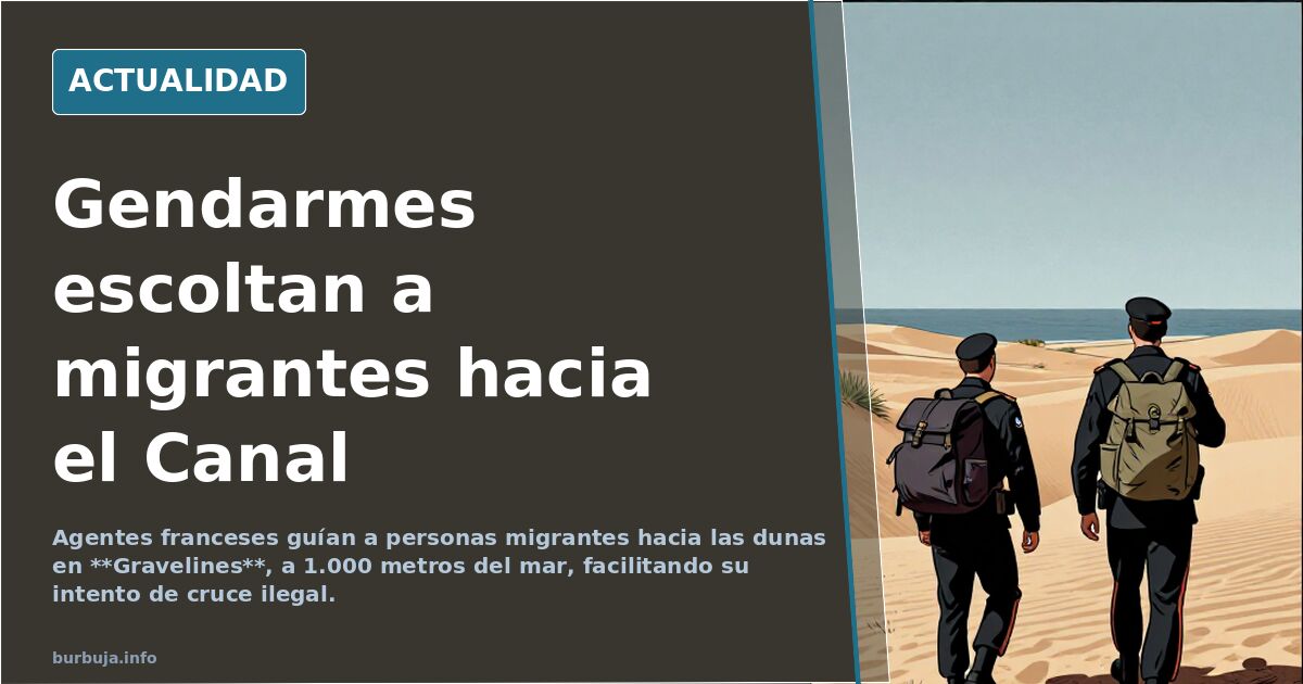 Los gendarmes guían a los forasteros hacia las dunas mientras estos se dirigen a realizar un cruce ilegal del Canal de la Mancha