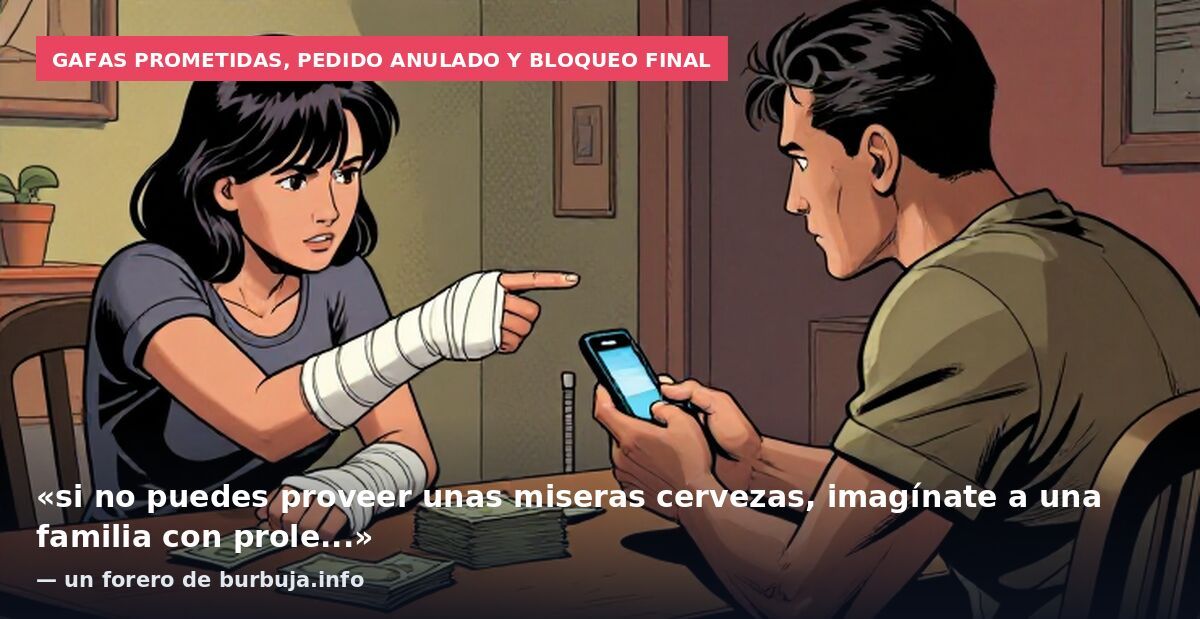 Gafas prometidas, pedido anulado y bloqueo final: «si no puedes proveer unas miseras cervezas, imagínate a una familia con prole...» — un forero de burbuja.info