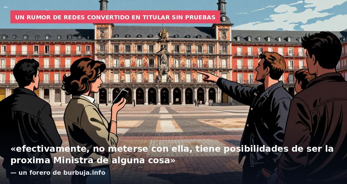 Un rumor de redes convertido en titular sin pruebas: «efectivamente, no meterse con ella, tiene posibilidades de ser la proxima Ministra de alguna cosa» — un forero de burbuja.info