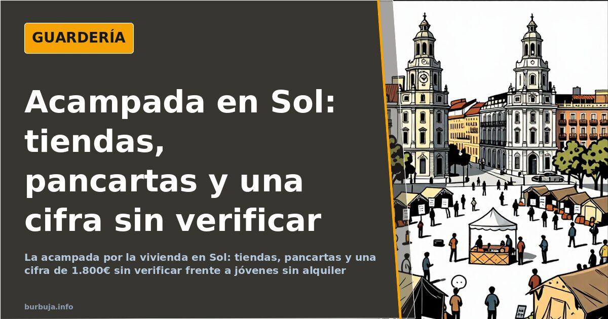 Tiendas de campaña y pancartas de la acampada por la vivienda en el centro de Madrid
