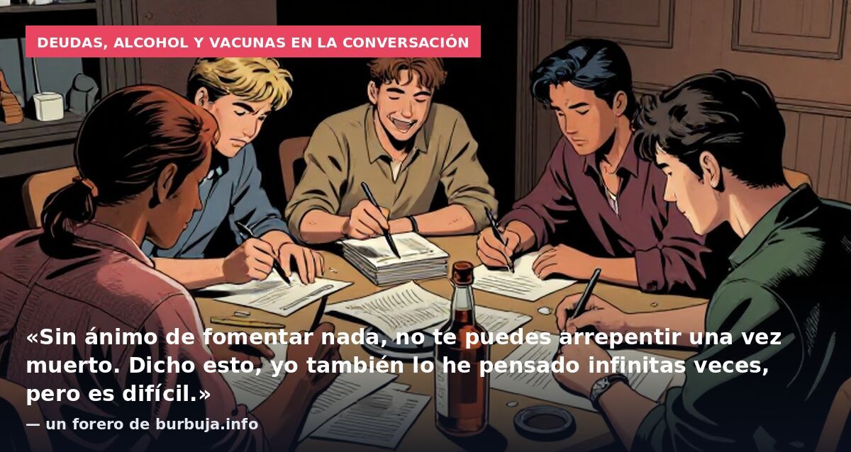 Deudas, alcohol y vacunas en la conversación: «Sin ánimo de fomentar nada, no te puedes arrepentir una vez muerto. Dicho esto, yo también lo he pensado infinitas veces, pero es difícil.» — un forero de burbuja.info