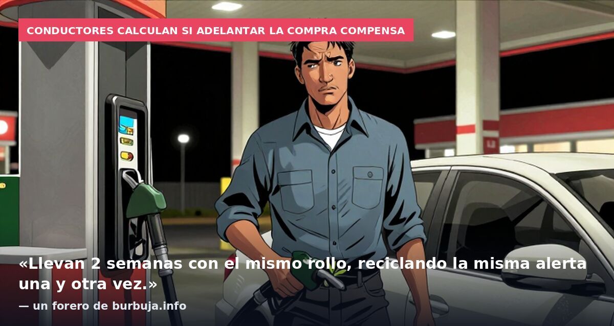 Conductores calculan si adelantar la compra compensa: «Llevan 2 semanas con el mismo rollo, reciclando la misma alerta una y otra vez.» — un forero de burbuja.info