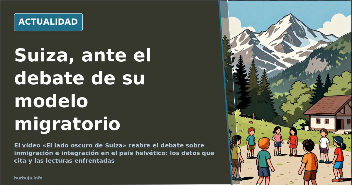 Calle de una ciudad suiza con tranvía y viandantes bajo luz natural, escena de ilustración editorial sobre Suiza y su polític