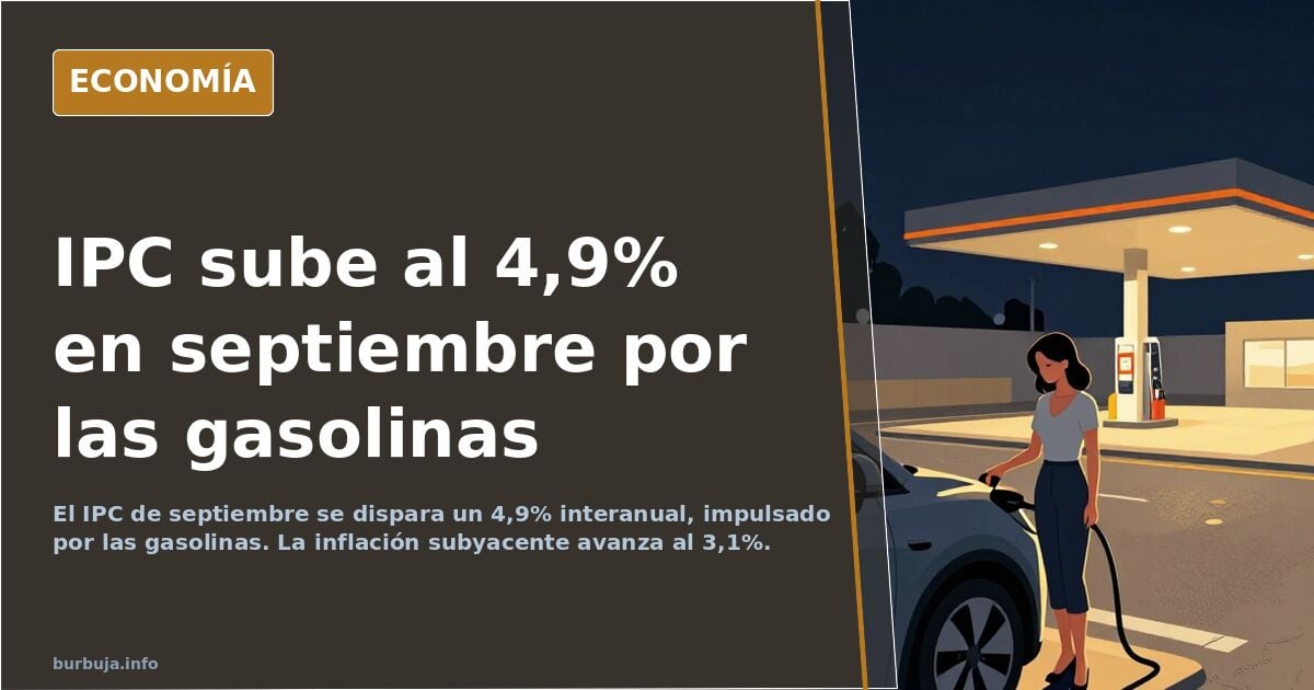 El IPC se dispara el 4,9% en septiembre con las gasolinas 'por las nubes' y la inflación subyacente avanza al 3,1%