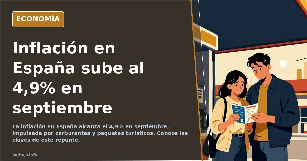 La inflación en España se dispara hasta el 4,9 % en septiembre por los carburantes y los paquetes turísticos.