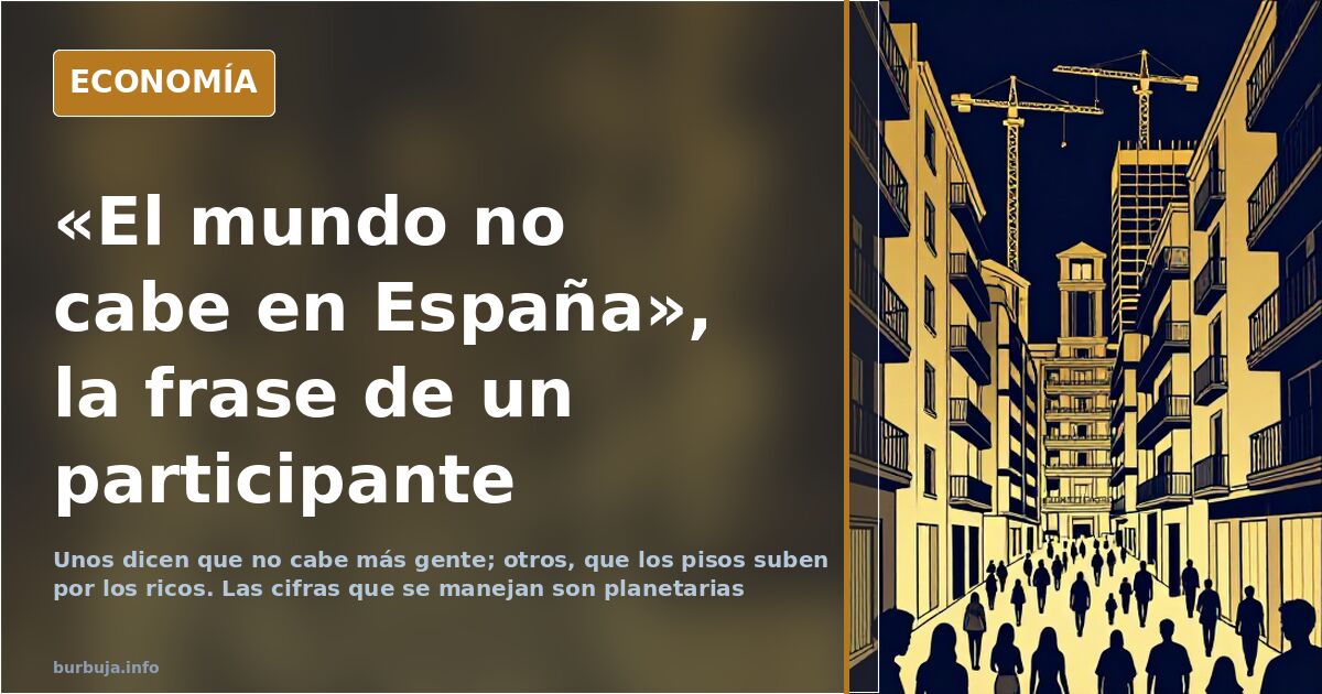 Ilustración editorial con un mapa de España y siluetas humanas que ilustra la frase «el mundo no cabe en España»