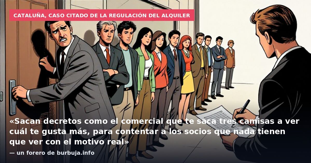 Cataluña, caso citado de la regulación del alquiler: «Sacan decretos como el comercial que te saca tres camisas a ver cuál te gusta más, para contentar a los socios que nada tienen que ver con el motivo real» — un forero de burbuja.info