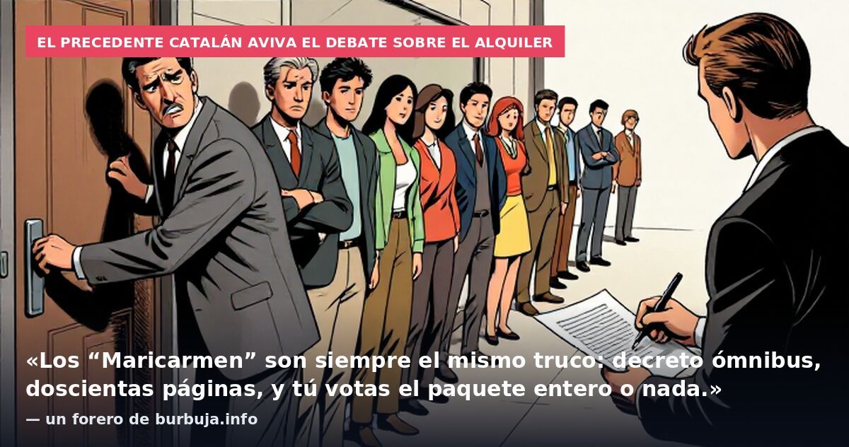 El precedente catalán aviva el debate sobre el alquiler: «Los “Maricarmen” son siempre el mismo truco: decreto ómnibus, doscientas páginas, y tú votas el paquete entero o nada.» — un forero de burbuja.info
